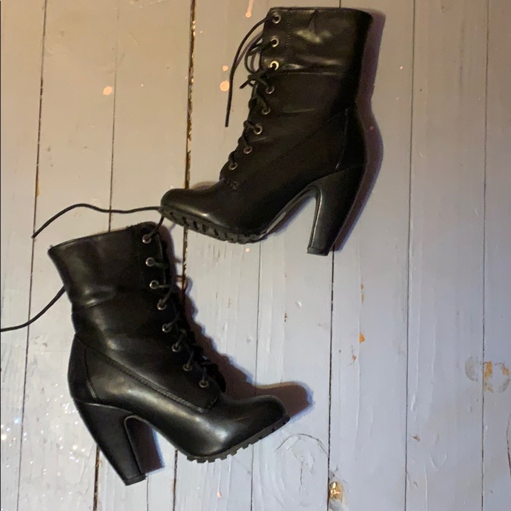 Women’s black heeled booties